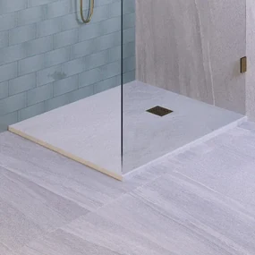 BRAUER Relievo Crag Douchebak 120x90cm antislip antibacterieel mineraalmarmer mat wit DB-RC90X120W