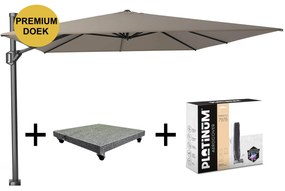 Challenger T1 premium zweefparasol 400x300 cm havanna met 120KG voet en hoes