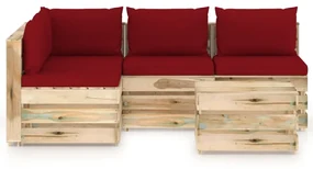 vidaXL 5-delige Loungeset met kussens groen geïmpregneerd hout