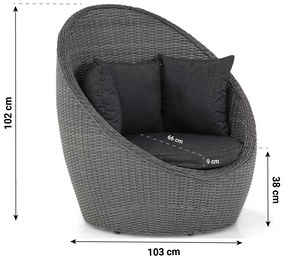 Tuinstoel Wicker Zwart Garden Collections Cocoon  Off black