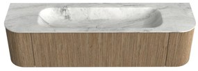 Mondiaz Kurve-dlux 170cm badmeubel ronding links/rechts dusk met 1 lade en 2 deuren en wastafel big large midden zonder kraangat opalo