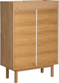 Eiken Wandkast Met Stoffen Deuren - 80x40x120cm.