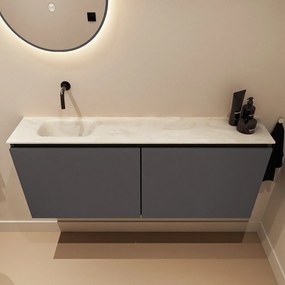 Mondiaz Ture DLux toiletmeubel 120cm dark grey met wastafel ostra links zonder kraangat