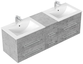 Saniclear Ophelia dubbel Badkamermeubel 150cm 2 kraangaten beton