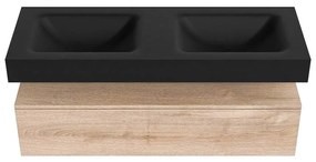 Zaro Alan badmeubel 130cm washed oak 1 lade met vrijhangende wastafel cloud dubbel zonder kraangat urban
