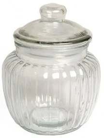 Voorraadpot, glas, ribbels, 0,5 liter