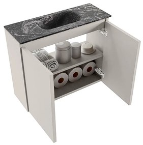 Mondiaz Ture DLux toiletmeubel 60cm linen met wastafel lava midden zonder kraangat