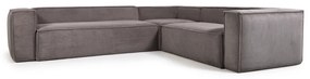 Kave Home Blok Moderne Hoekbank Ribstof Grijs 320 X 290 Cm