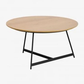 Duvila ronde salontafel van hout en staal Ø80 cm - Sklum