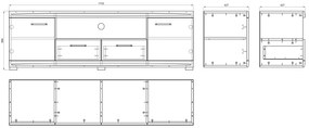 Televisiekast (TV) SIMPLE D2SZ2 EIKEN AMBACHT GOUD/WIT GLANS