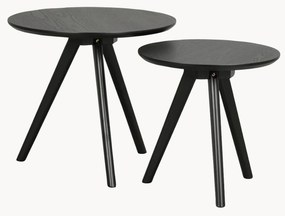 Ronde houten bijzettafels Yumi, 2-delig