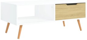 vidaXL Salontafel 100x49,5x43 cm spaanplaat wit en sonoma eikenkleurig