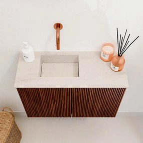 Mondiaz Joya DLux 60cm toiletmeubel ruby met wastafel faye links zonder kraangat meli