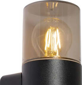 Moderne buiten wandlamp zwart met smoke kap IP44 - Odense