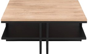 Goossens Salontafel Mamilo vierkant, hout eiken onbewerkt, elegant chic, 80 x 35 x 80 cm