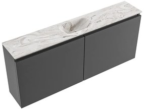 Mondiaz Ture DLux toiletmeubel 120cm dark grey met wastafel glace midden zonder kraangat