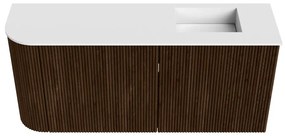 Mondiaz Joya 90cm toiletmeubel ronding links walnut met wastafel faye rechts 1 kraangat talc