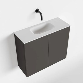 Zaro Polly toiletmeubel 60cm donkergrijs met witte wastafel zonder kraangat