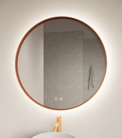 Gliss Design Athena ronde spiegel rosé koper 70cm met verlichting en verwarming