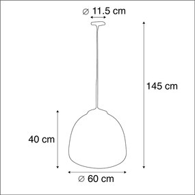 Eettafel / Eetkamer Industriële hanglamp antiek bruin 60 cm - Hoodi Industriele / Industrie / Industrial E27 rond Binnenverlichting Lamp