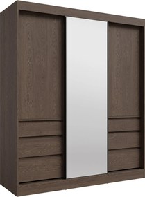 Kledingkast Toledo 120, Donkere eik, 216x180x65cm, 191.5 kg, Kledingkast deuren: Schuivend