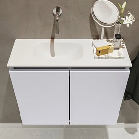 Mondiaz Ture 60cm toiletmeubel cale met wastafel talc links geen kraangat