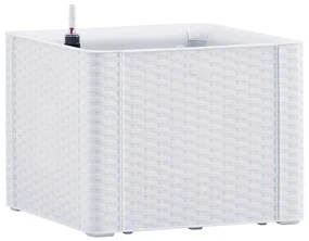 vidaXL Plantenbak hoog met zelfbewateringssysteem 43x43x33 cm wit