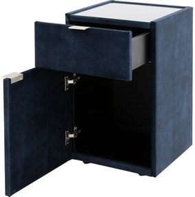 Goossens Nachtkastje Briljant Luxe, 1 deur links, 1 lade, met inleg glasblad