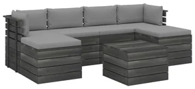 vidaXL 7-delige Loungeset met kussens pallet massief grenenhout
