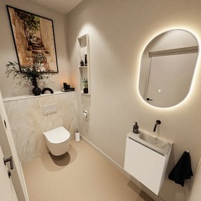 Mondiaz Ture DLux toiletmeubel 40cm talc met wastafel ostra rechts zonder kraangat