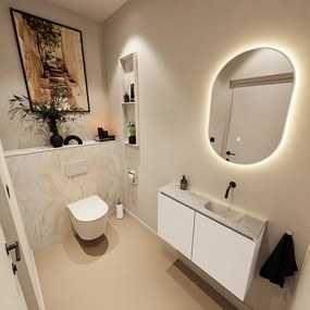 Mondiaz Ture DLux toiletmeubel 80cm talc met wastafel ostra rechts zonder kraangat