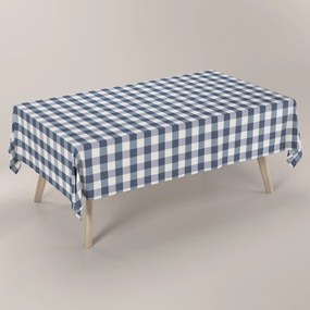 Dekoria Rechthoekig tafelkleed, wit-donkerblauw geruit, 100 x 100 cm