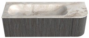 Mondiaz Kurve-dlux 135cm badmeubel ronding rechts shadow met 1 lade en deur en wastafel big medium links zonder kraangat frappe