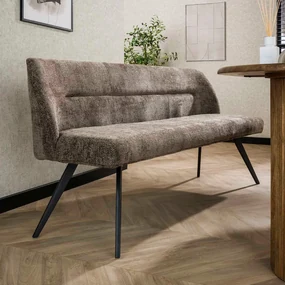 Eetkamerbank Taupe Stof Met Ruitstiksel
