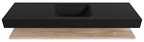 Zaro Alan badmeubel 160cm met planchet washed oak en vrijhangende wastafel cloud midden zonder kraangat urban