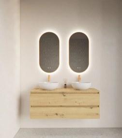 Gliss Design Aura ovale spiegel 40x100cm met LED-verlichting en verwarming koper