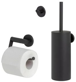 Tiger Noon Toiletaccessoireset - toiletborstelhouder - gesloten - toiletrolhouder - zonder klep - handdoekhaak - enkel - zwart 1321900701