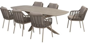 Puglia Prado dining tuinset 240x105xH75 cm 7 delig latte met keramisch deens ovaal blad Taste 4SO