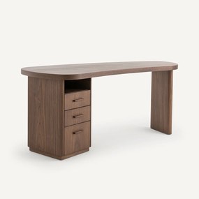 Bureau met organische vorm in notenhout en fineer, Pali