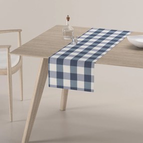 Dekoria Rechthoekige tafelloper, wit-donkerblauw geruit, 40 x 130 cm