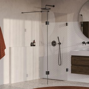 Brauer Void profielloze inloopdouche 100cm met 30cm zijwand gunmetal geborsteld PVD