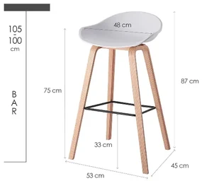 House of Rebels Barkruk - Romeo - 73 cm - Wit - Hout - House of Rebels