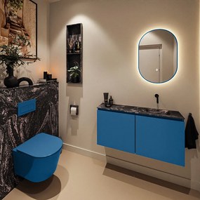 Mondiaz Ture DLux toiletmeubel 100cm jeans met wastafel lava rechts zonder kraangat