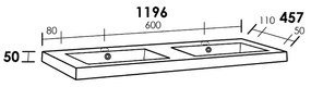 Sanituba Foggia dubbele wastafel mineraalmarmer met twee kraangaten 120cm glanzend