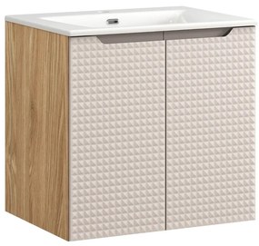 Comad Luxor Beige badmeubel 60cm met 2 deuren en wastafel wit glans