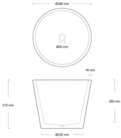 Urbi et Orbi Circum opbouw wastafel 38x31cm lichtgrijs