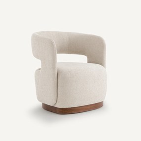 Jesper gestructureerde draaifauteuil met walnootfineer onderstel