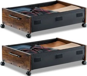 VEVOR Opbergbox voor onder het bed, 2 stuks, op wielen (650 x 460 x 180 mm), organizer voor onder het bed met vergrendelbare wielen, verrijdbare opbergbox voor kleding en schoenen, slaapkamer