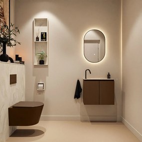 Mondiaz Ture DLux toiletmeubel 60cm rust met wastafel ostra links met kraangat