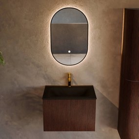 Mondiaz Kurve 60cm badmeubel ruby met 1 lade en wastafel cloud midden 1 kraangat urban